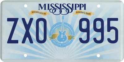 MS license plate ZXO995