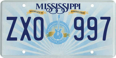 MS license plate ZXO997