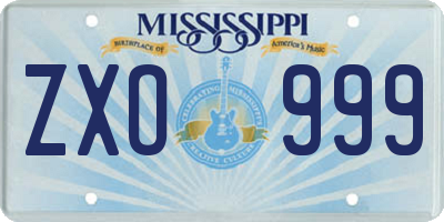 MS license plate ZXO999