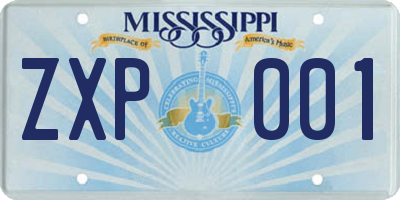 MS license plate ZXP001