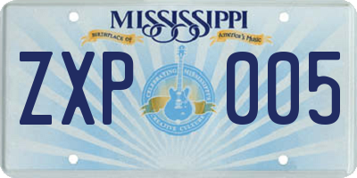 MS license plate ZXP005