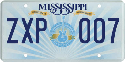 MS license plate ZXP007