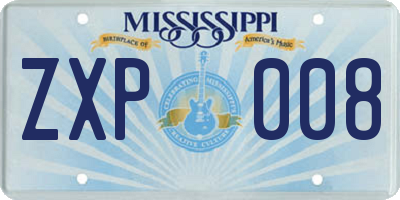 MS license plate ZXP008