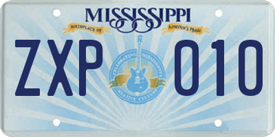 MS license plate ZXP010