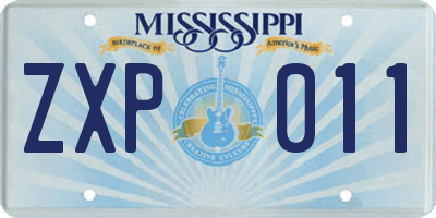 MS license plate ZXP011