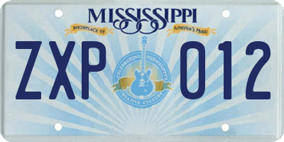 MS license plate ZXP012