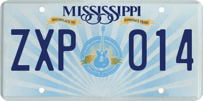 MS license plate ZXP014