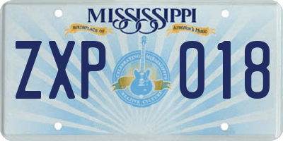 MS license plate ZXP018