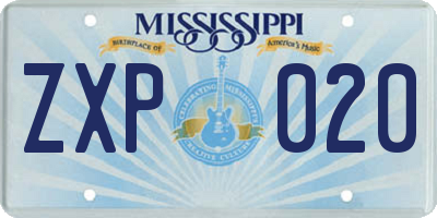 MS license plate ZXP020