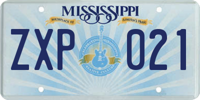MS license plate ZXP021