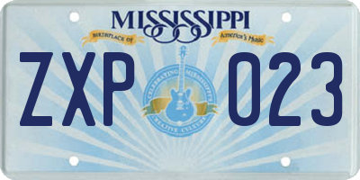 MS license plate ZXP023