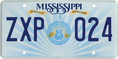 MS license plate ZXP024