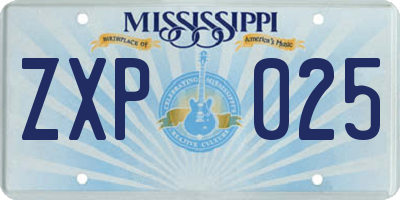 MS license plate ZXP025