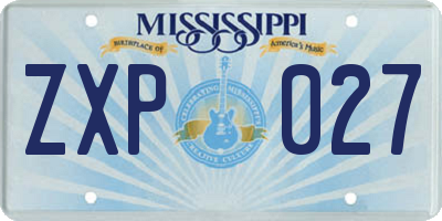 MS license plate ZXP027
