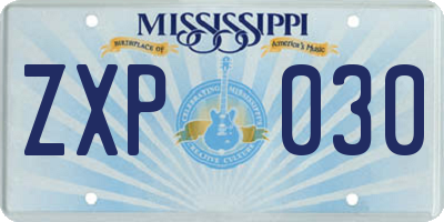 MS license plate ZXP030