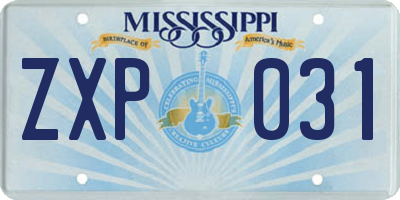 MS license plate ZXP031