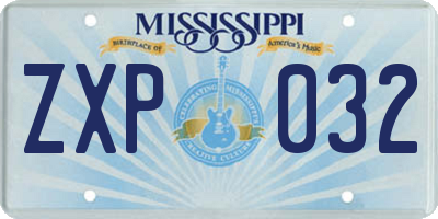 MS license plate ZXP032