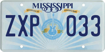 MS license plate ZXP033