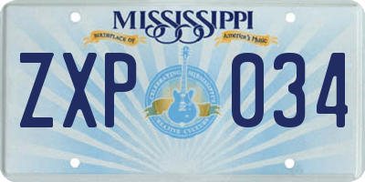 MS license plate ZXP034