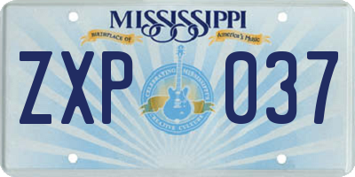 MS license plate ZXP037
