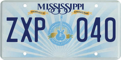 MS license plate ZXP040