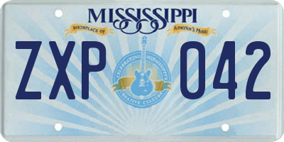 MS license plate ZXP042