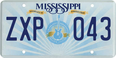 MS license plate ZXP043