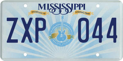 MS license plate ZXP044