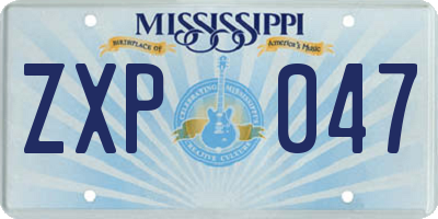 MS license plate ZXP047