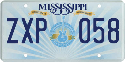 MS license plate ZXP058