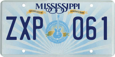 MS license plate ZXP061