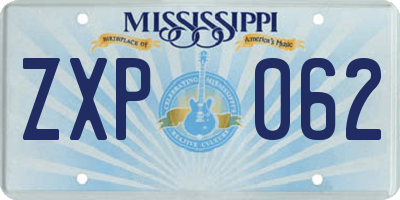MS license plate ZXP062