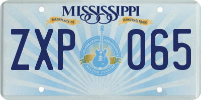 MS license plate ZXP065