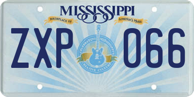 MS license plate ZXP066