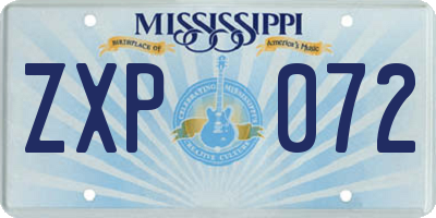 MS license plate ZXP072