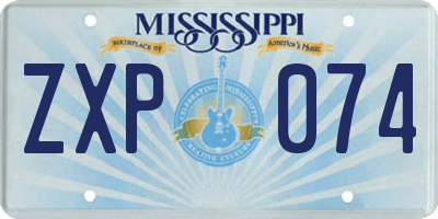 MS license plate ZXP074