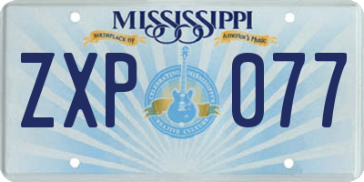 MS license plate ZXP077
