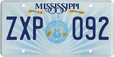MS license plate ZXP092