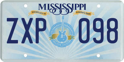 MS license plate ZXP098