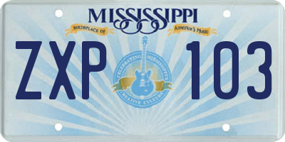 MS license plate ZXP103