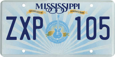 MS license plate ZXP105