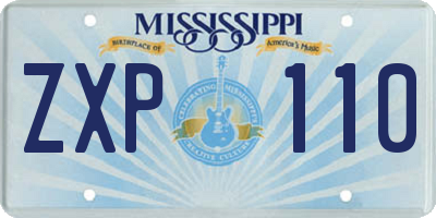 MS license plate ZXP110