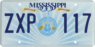 MS license plate ZXP117
