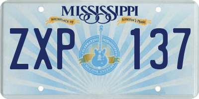 MS license plate ZXP137