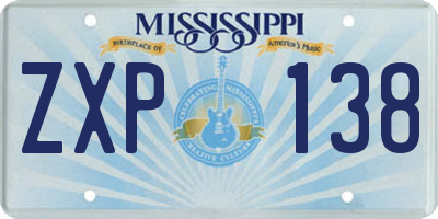 MS license plate ZXP138