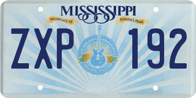 MS license plate ZXP192