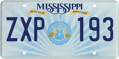 MS license plate ZXP193