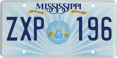 MS license plate ZXP196
