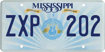 MS license plate ZXP202