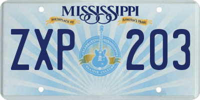 MS license plate ZXP203